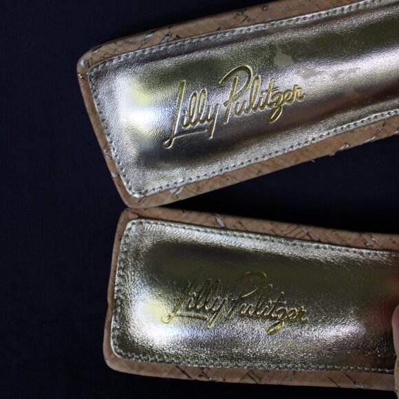 Lilly Pulitzer BRIT cork slingback gold buckle Ballet Flat slide shoe 10 $198 - Picture 10 of 11
